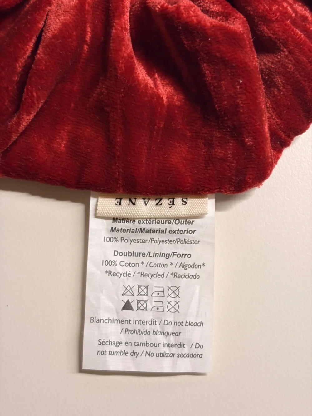 Sézane Red Crushed Velvet Maxi Scrunchie